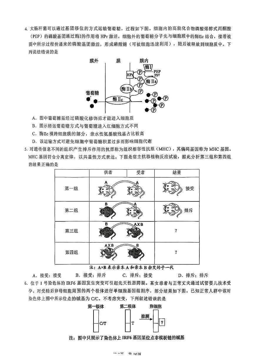 2025届重庆市育才中学高三二模 2025届重庆市育才中学高三二模生物试卷第2页