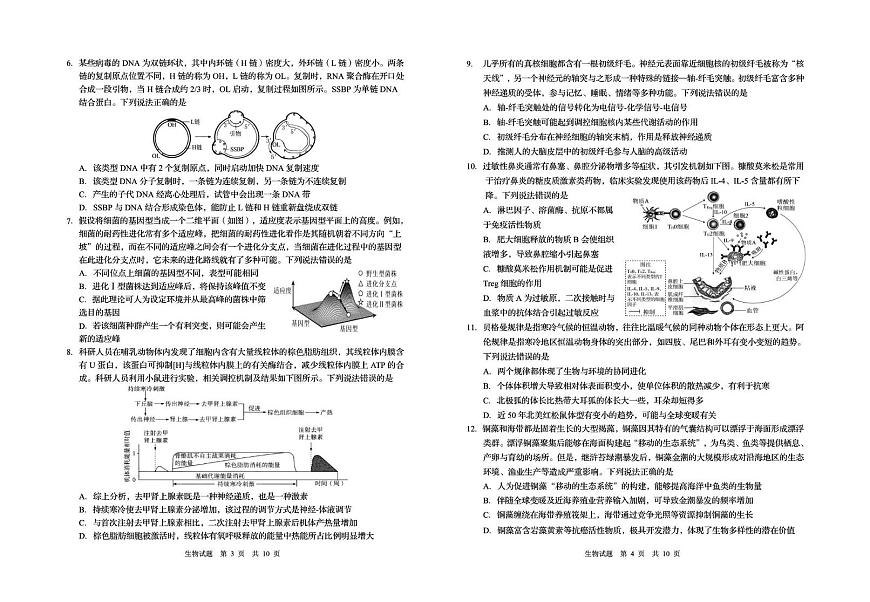 2025年山东省青岛市高三下学期5月第三次适应性检测生物试卷（中考模拟）第2页
