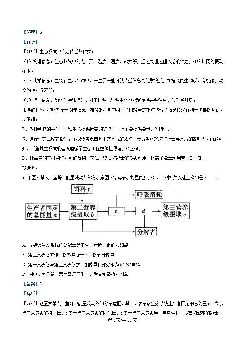 四川省内江市第一中学2024-2025学年高二下学期期中考试生物试题 Word版含解析第3页