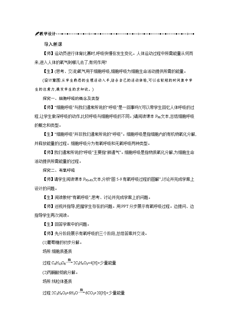 高中生物 第5章 第3节细胞呼吸的原理和应用 教案1第2页