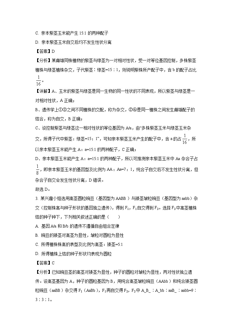 河南省部分学校2024-2025学年高一下学期4月质量检测（期中）生物试卷（解析版）第2页