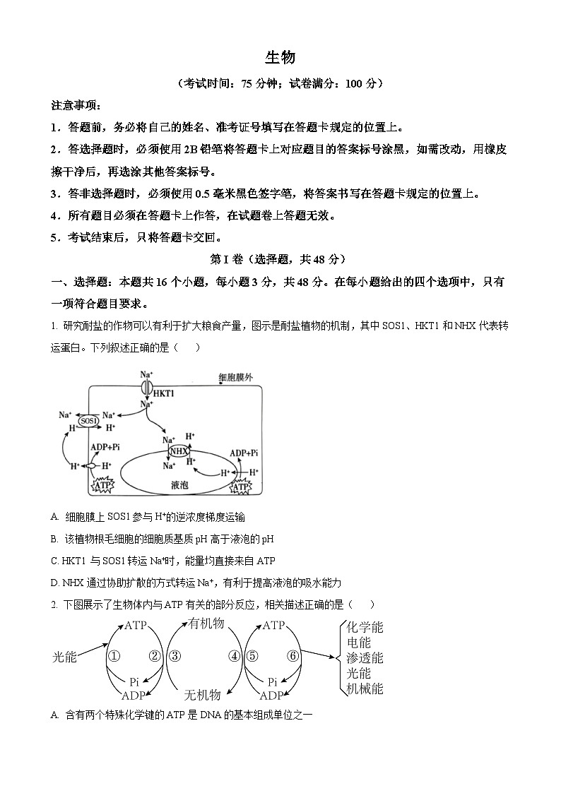 2025届四川省达州市通川区达州市高级中学校模拟预测生物试题（高考模拟）第1页