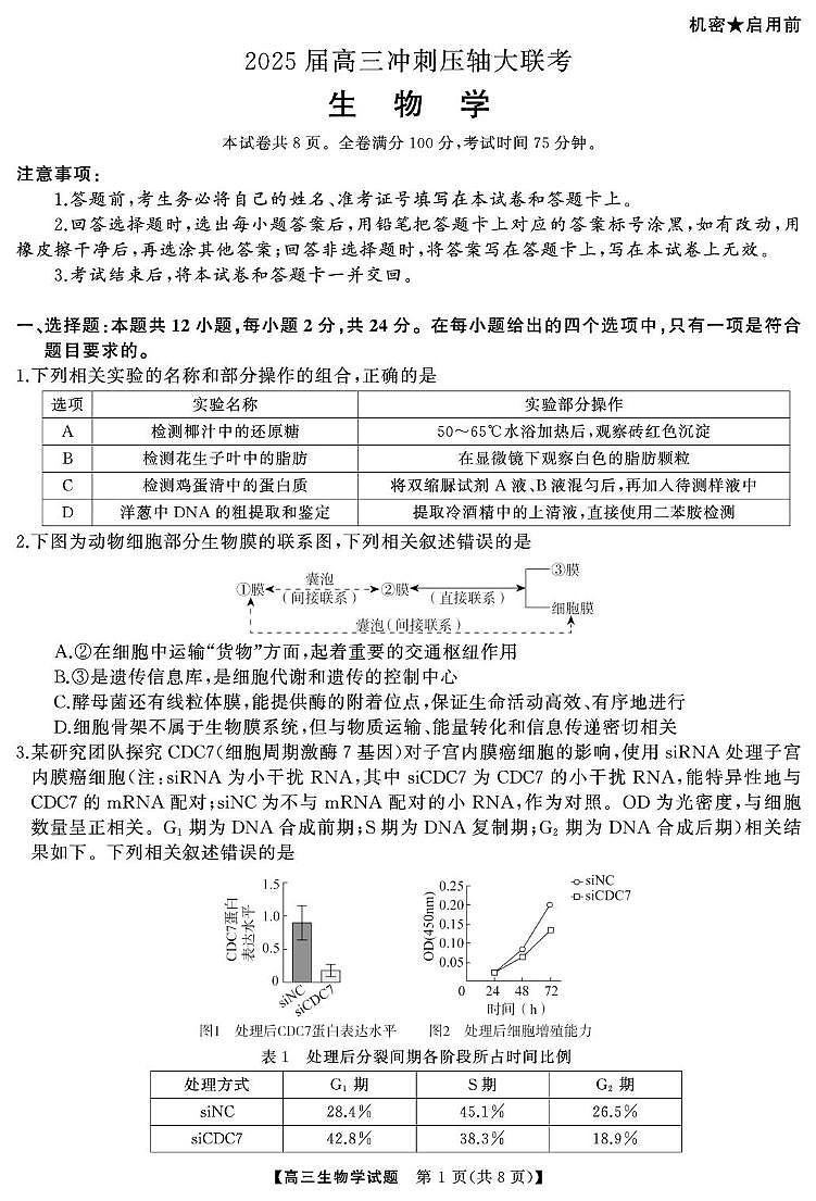 高三生物试题转曲第1页