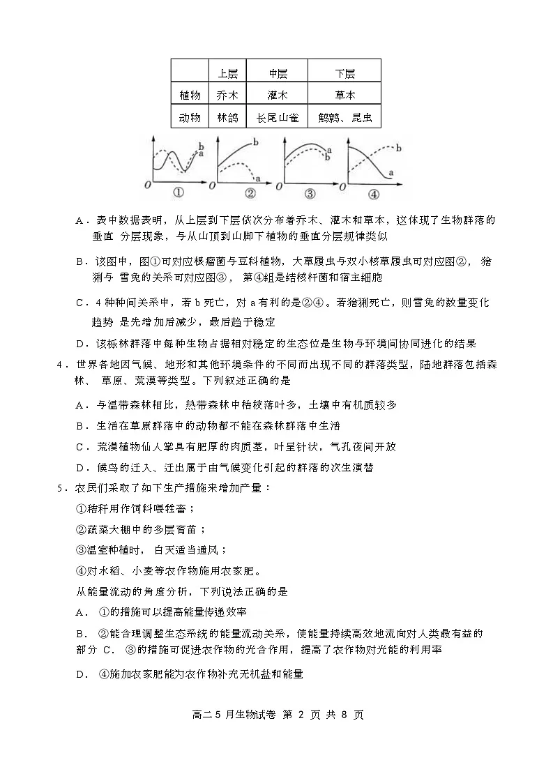 湖北云学联盟2026届高二5月考试生物试卷及答案 湖北云学联盟2026届高二5月考试生物试卷第3页