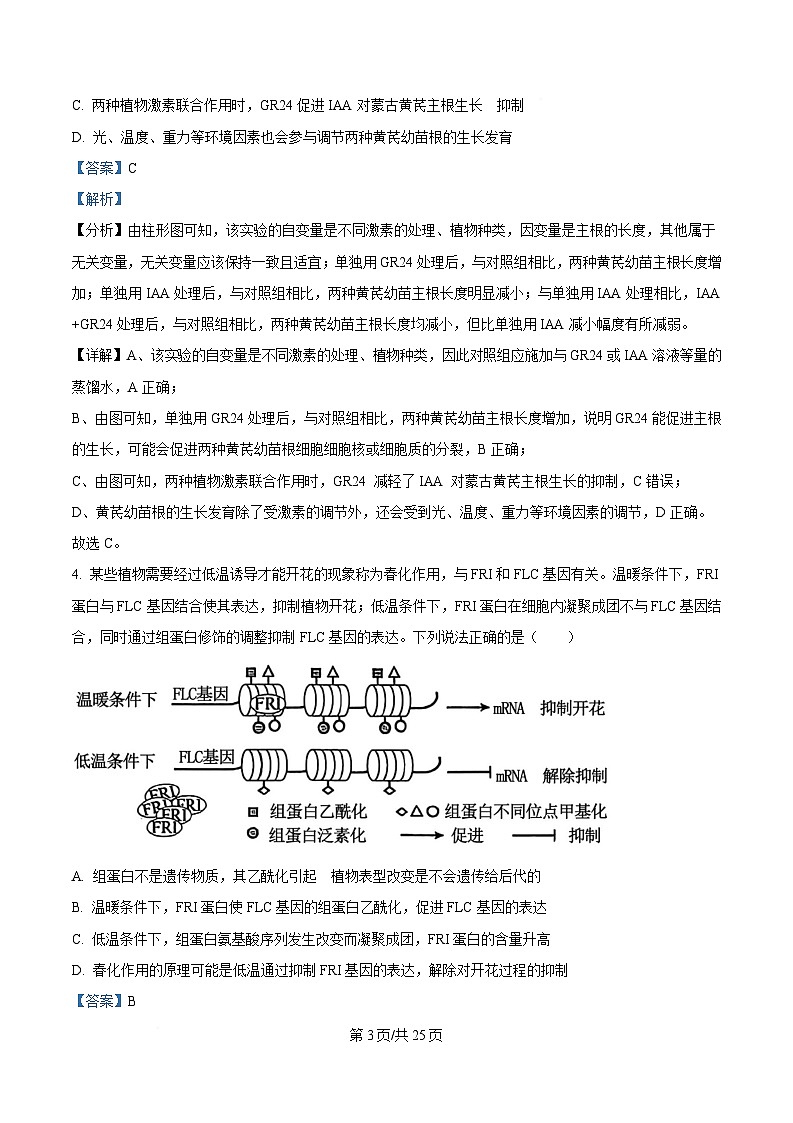 湖南师范大学附属中学2025届高三下学期模拟卷（二）生物试题 Word版含解析第3页
