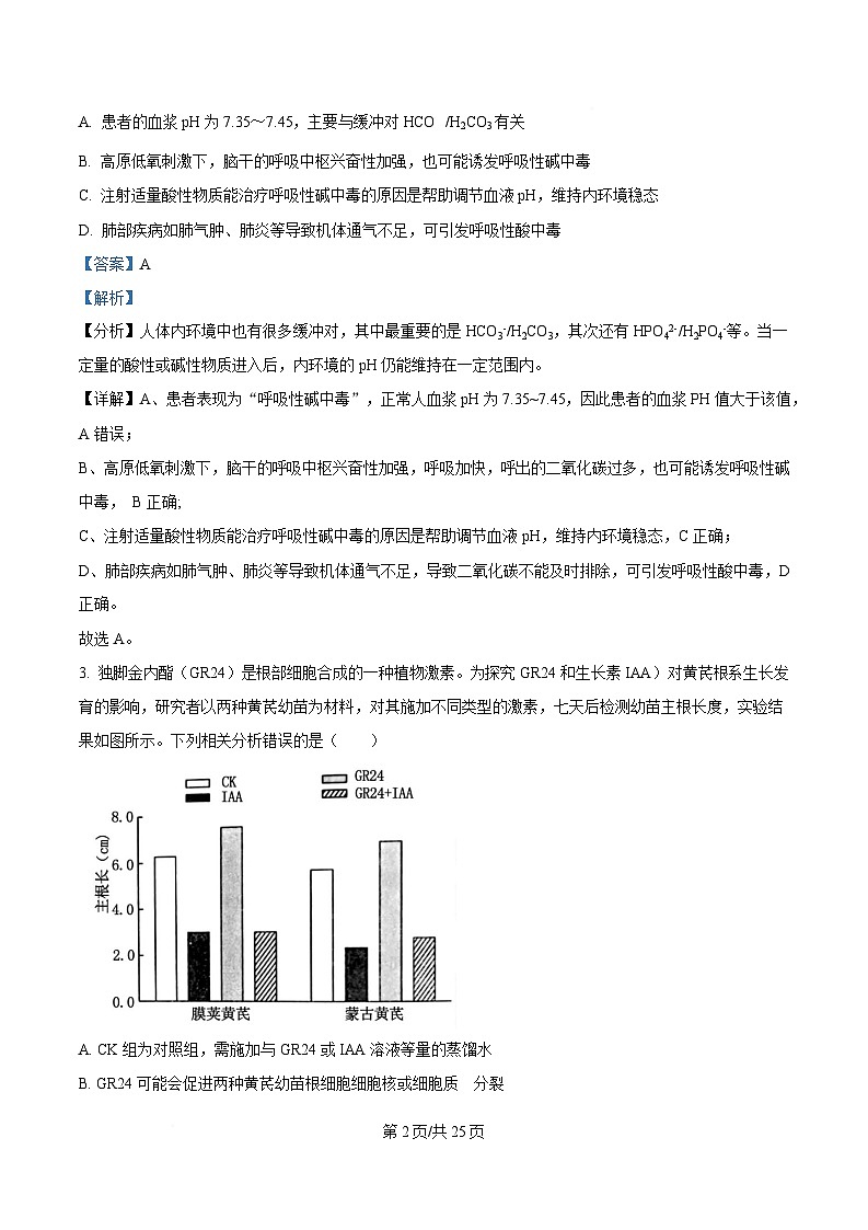 湖南师范大学附属中学2025届高三下学期模拟卷（二）生物试题 Word版含解析第2页