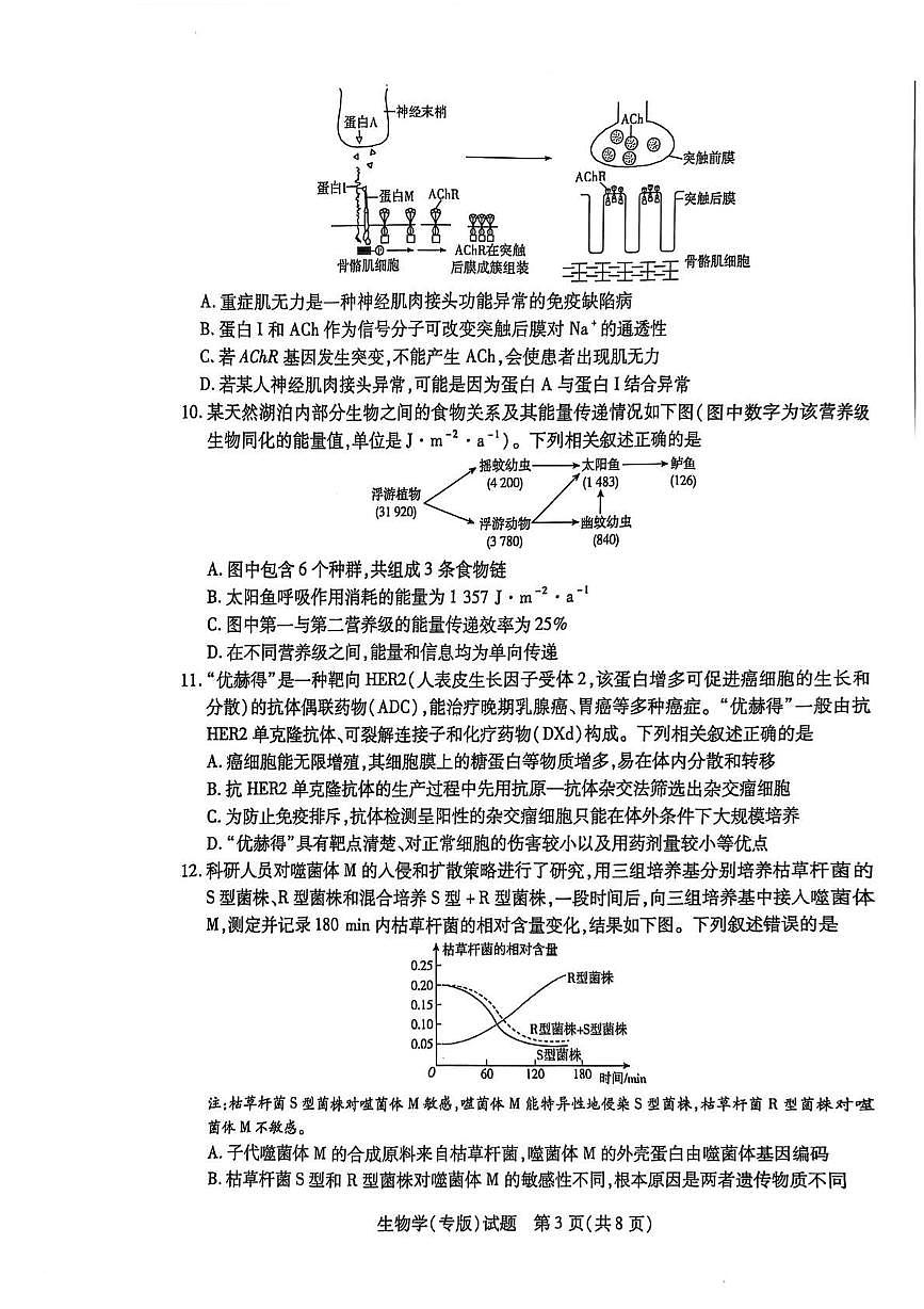 2025届陕西省安康市部分学校高三下学期考前模拟生物试题（高考模拟）第3页