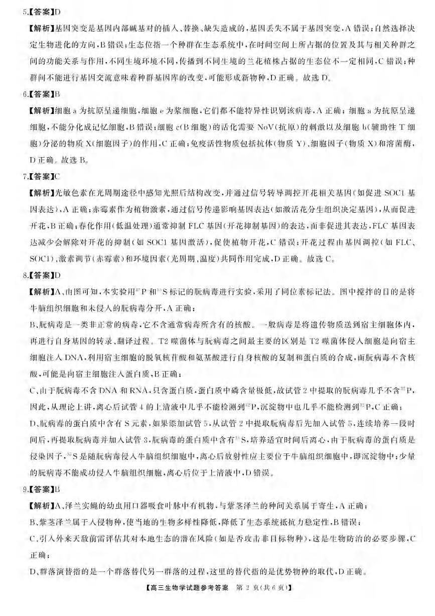 生物丨天壹冲刺压轴大联考湖南省2025届高三下学期5月联考试卷及答案第2页