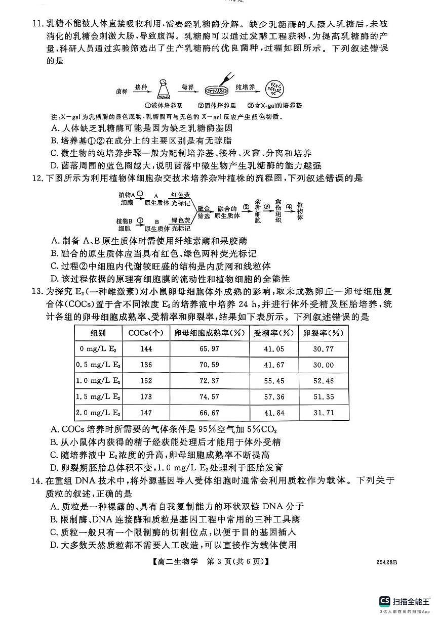 河南省商丘市2024-2025学年高二下学期5月月考生物试题第3页