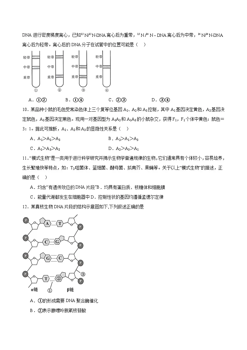 福建省福州第一中学2024-2025学年高一下学期期中考试 生物 Word版含答案第3页
