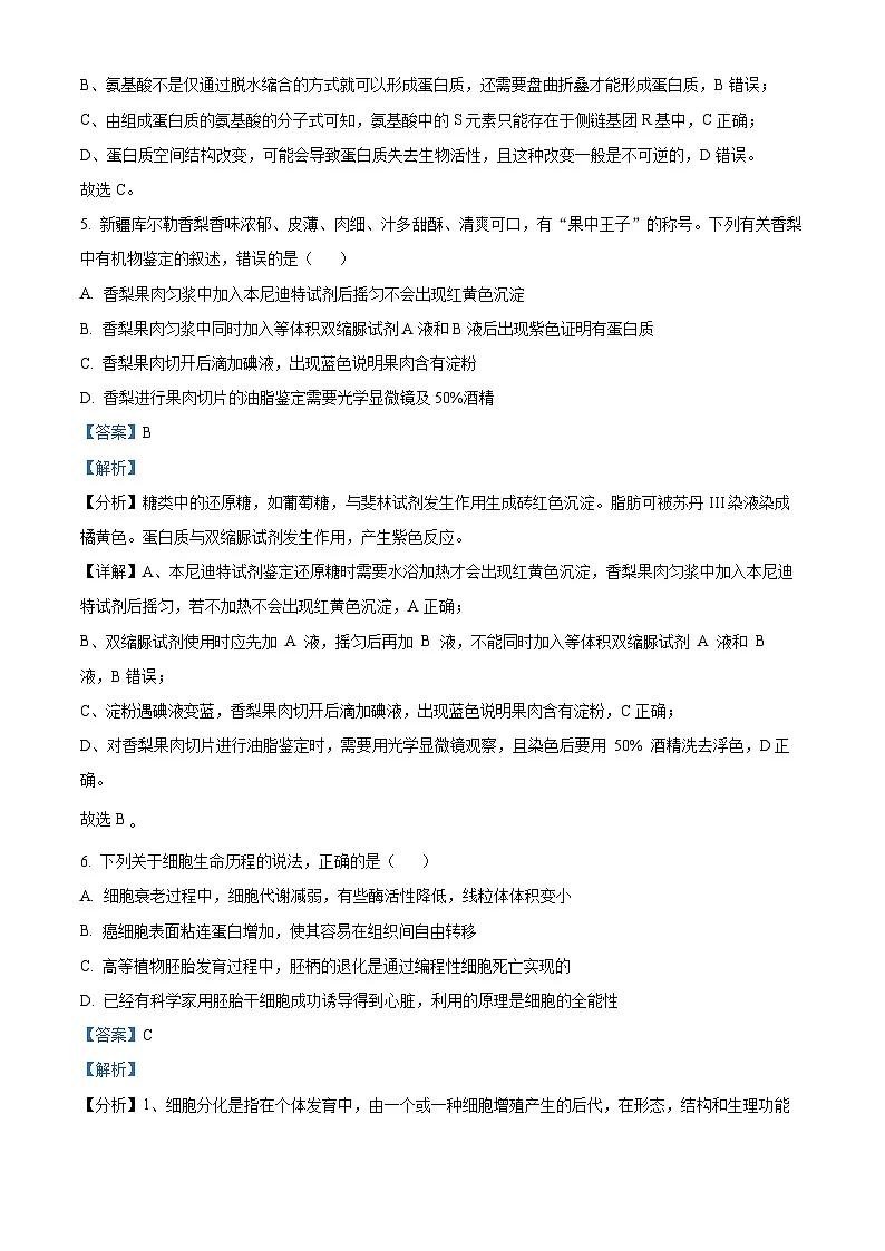 浙江省环大罗山联盟2024-2025学年高一下学期4月期中考试生物试题（解析版）第3页