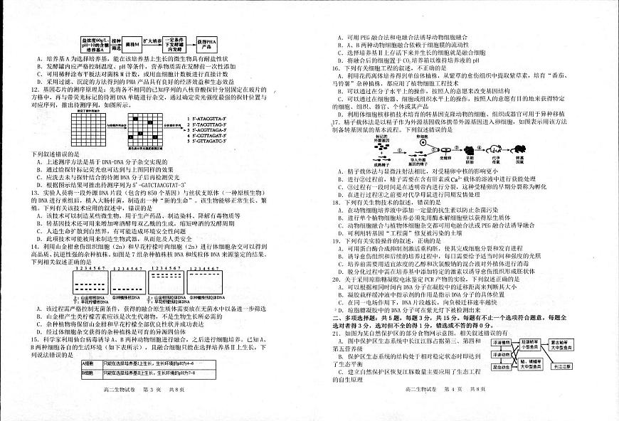 生物-江苏省宿迁市泗阳县2024-2025学年高二下学期期中考试试题和答案第2页