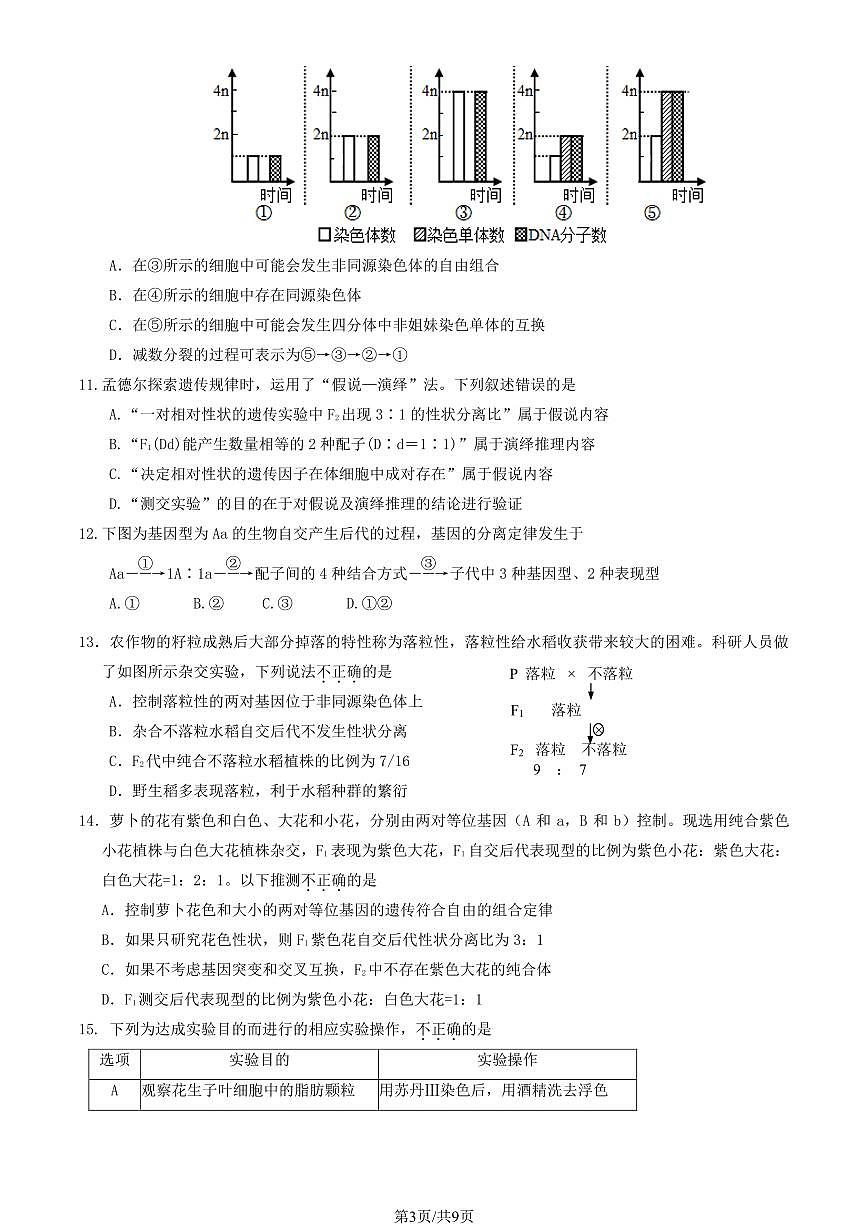 2024北京北师大实验中学高三上10月月考生物（教师版）试卷第3页