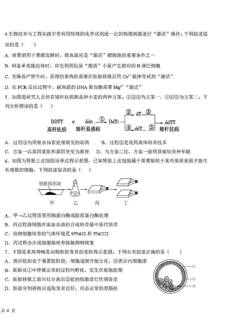 天津市第九十五中学2024-2025学年高二下学期期中生物试卷第2页