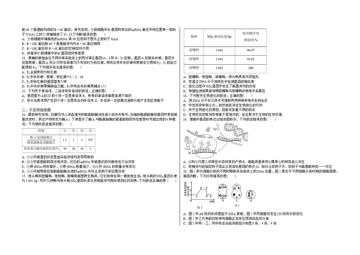 吉林省白城市洮北区白城市实验高级中学2023-2024学年高一下学期7月期末生物试题第2页