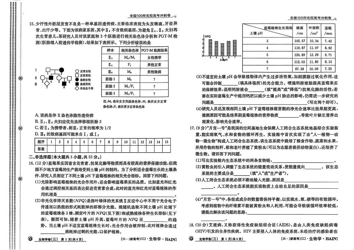 2025届海南省儋州市第二中学高三下学期冲刺卷（三）生物试题（高考模拟）第3页