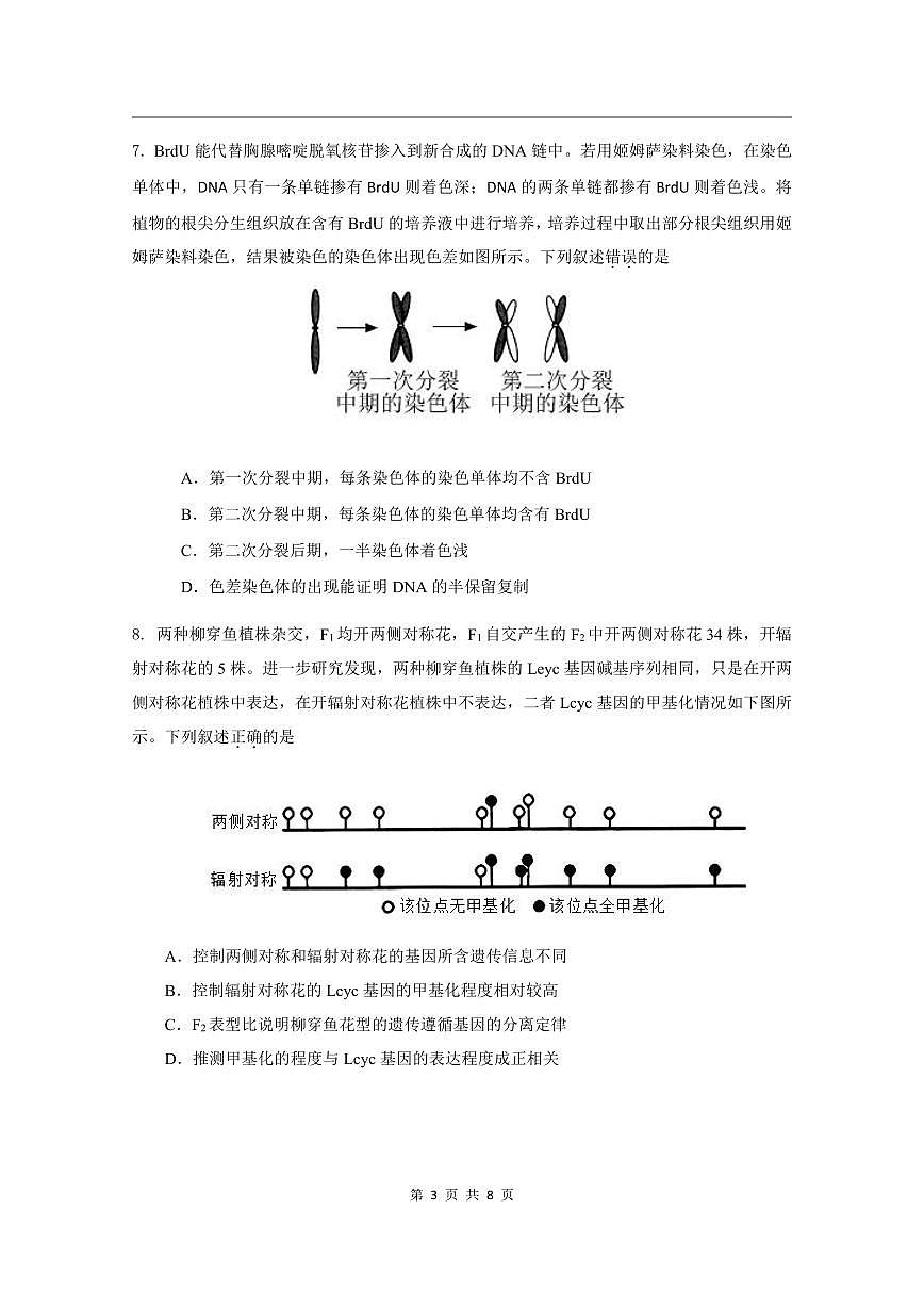 2024北京三十五中高三上8月月考生物试卷第3页