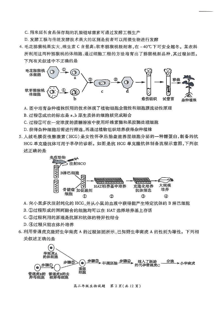 河南省南阳市六校2024-2025学年高二下学期第二次联考生物试卷（PDF版附解析）第2页
