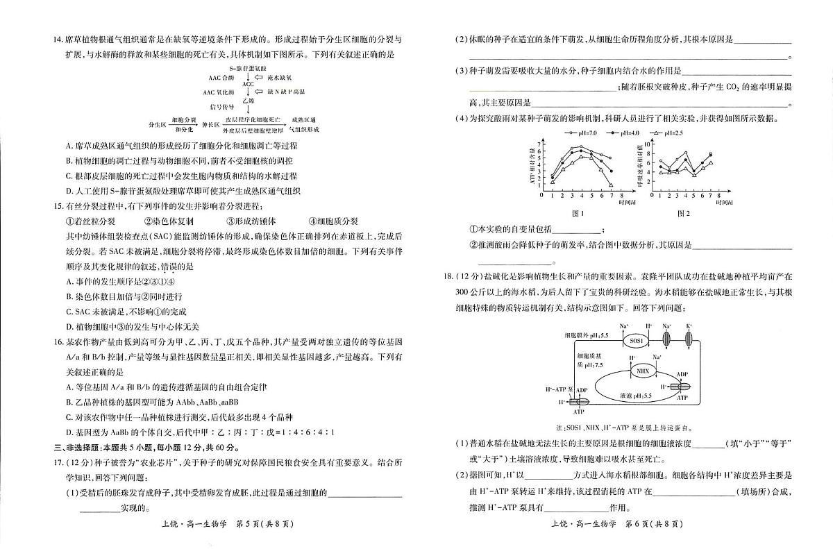 江西省上饶市六校2024-2025学年高一下学期5月第一次联合考试生物试卷（PDF版附解析）第3页