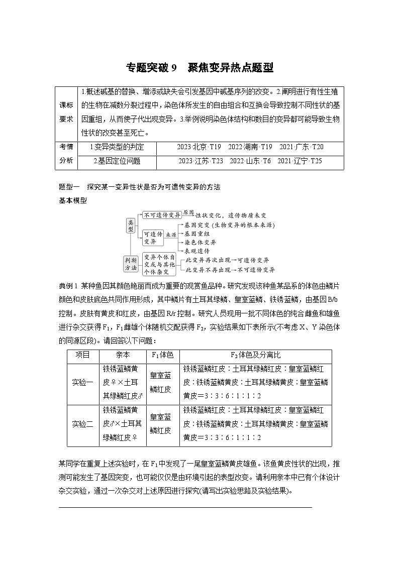 第七单元　专题突破9　聚焦变异热点题型第1页