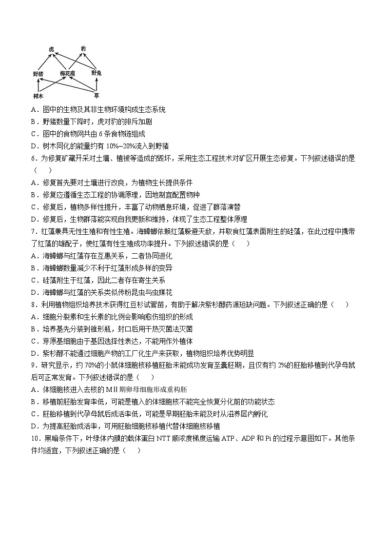 2025年高考真题——生物（黑吉辽卷）  无答案（黑龙江、吉林、辽宁、内蒙古）第2页
