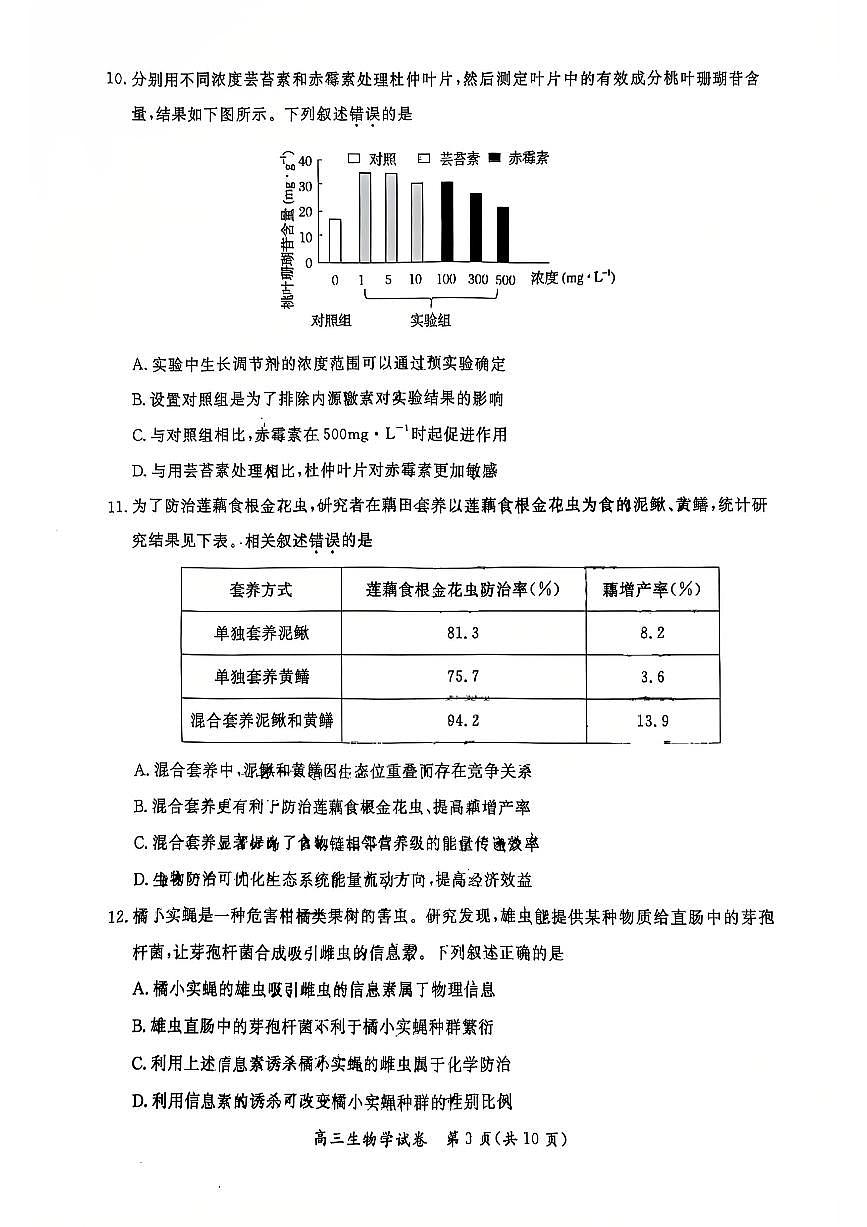 北京市通州区2025年高三生物一模试卷（PDF版，含答案）第3页