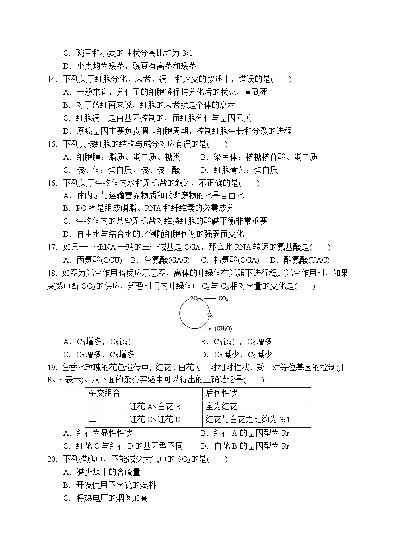 2025年广西壮族自治区普通高中学业水平合格性考试生物模拟二（高考模拟）第3页