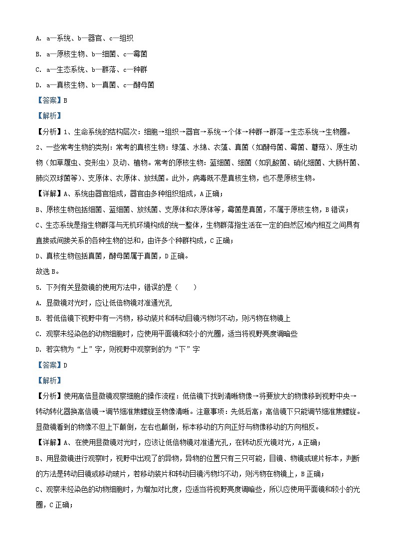 湖北省2024_2025学年高一生物上学期9月月考试题含解析 (1)第3页