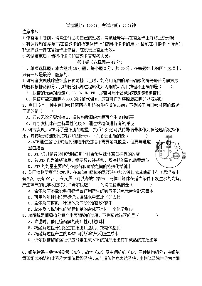江苏省2024_2025学年高三生物上学期10月月考试题第1页