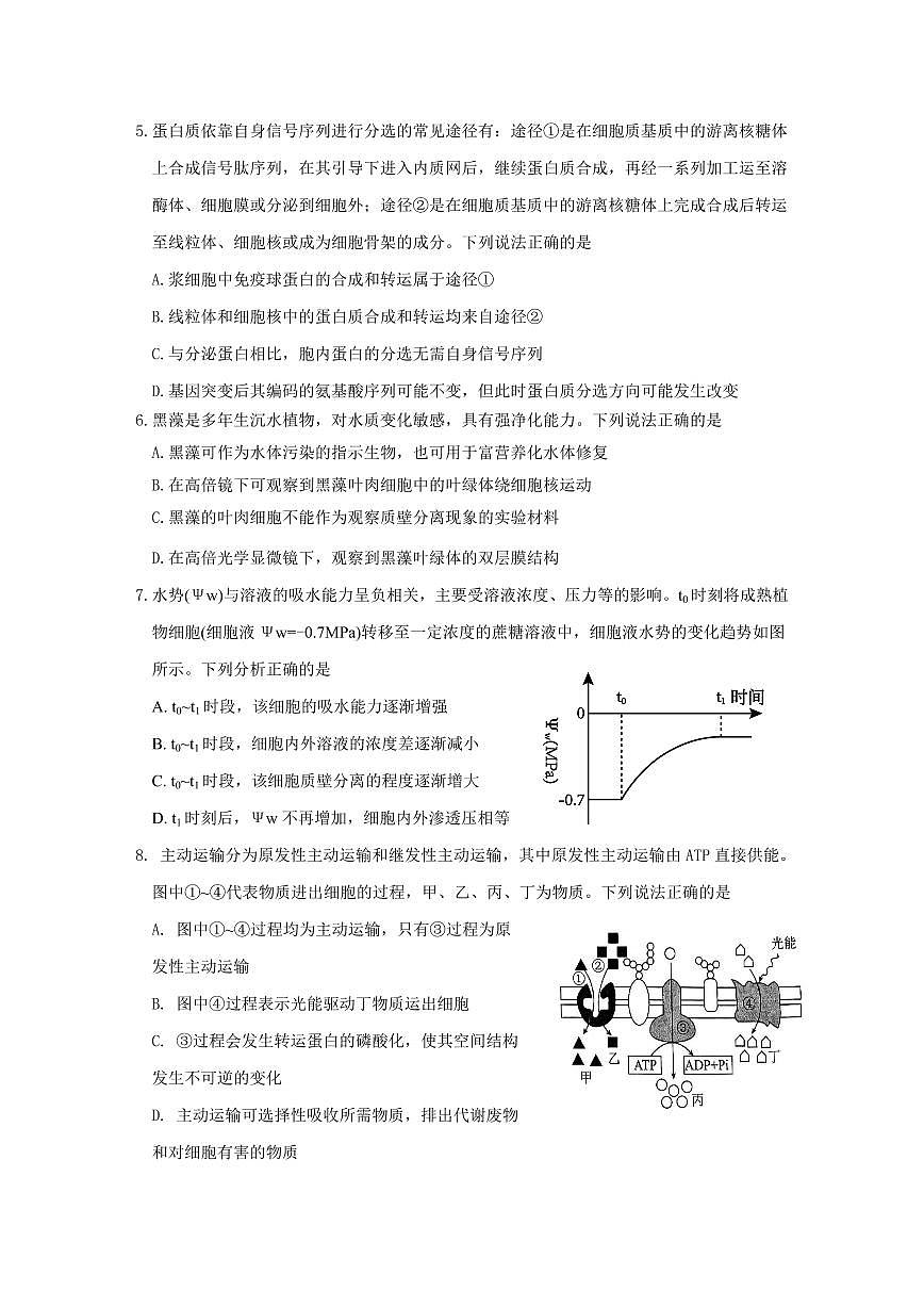 生物-山东省济宁市邹城市第一中学2024-2025学年高二下学期5月月考试题和答案第2页