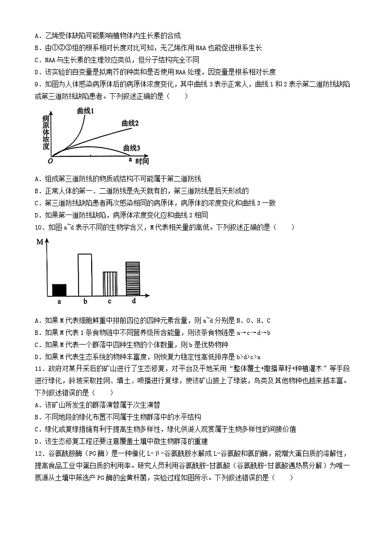 河南省濮阳市2024_2025学年高三生物上学期9月质量检测考试含解析第3页