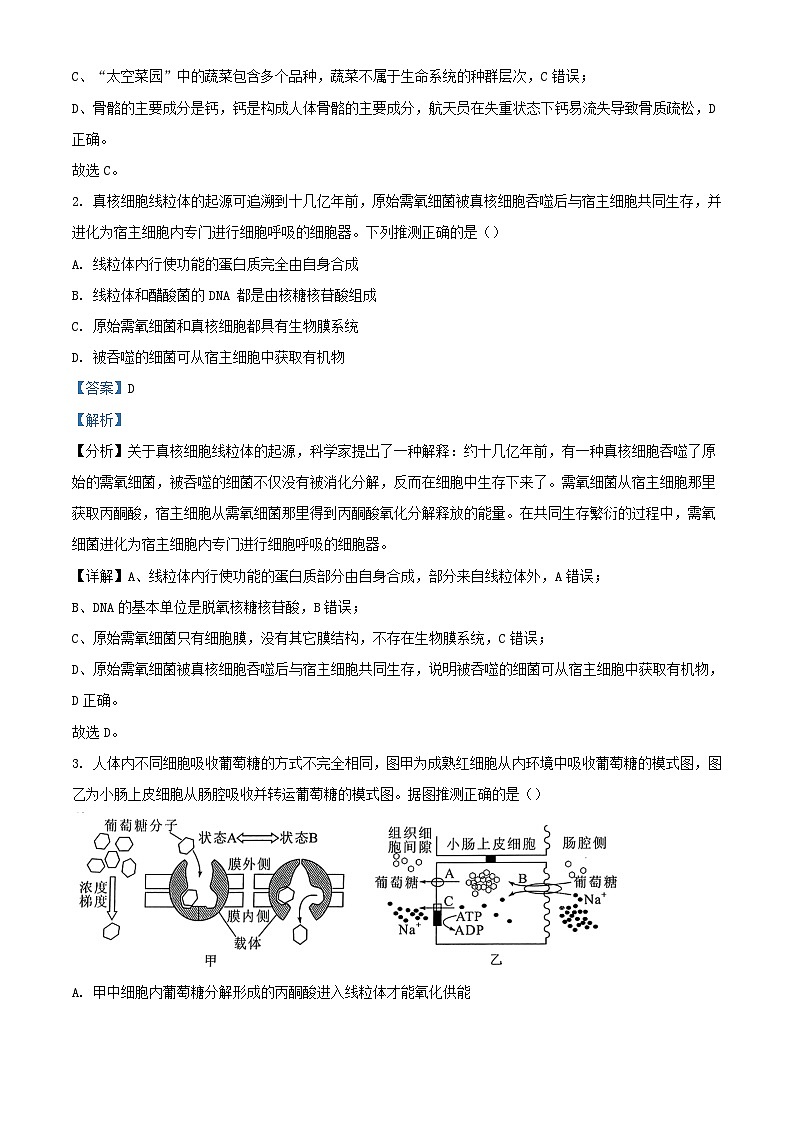 湖北省2024_2025学年高三生物上学期9月起点考试试卷含解析第2页