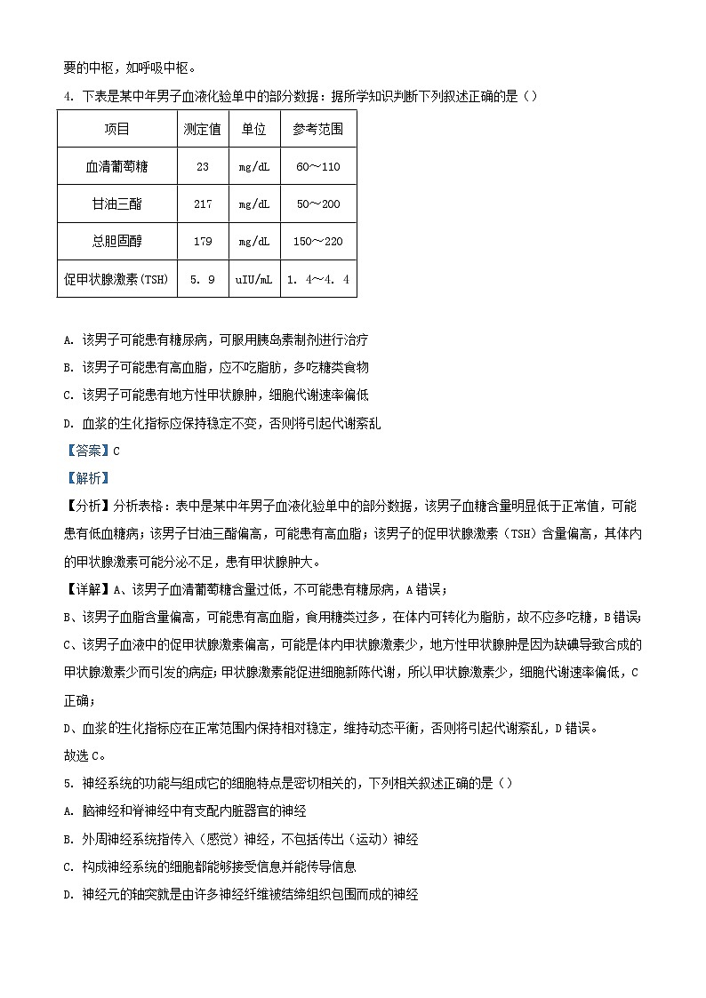 湖北省襄阳市2023_2024学年高二生物上学期9月月考试卷含解析第3页