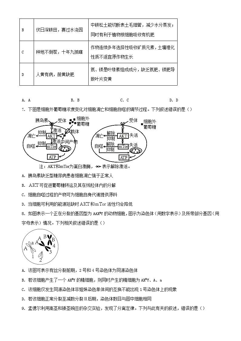 湖南省长沙市2024_2025学年高三生物上学期月考卷一试题第3页