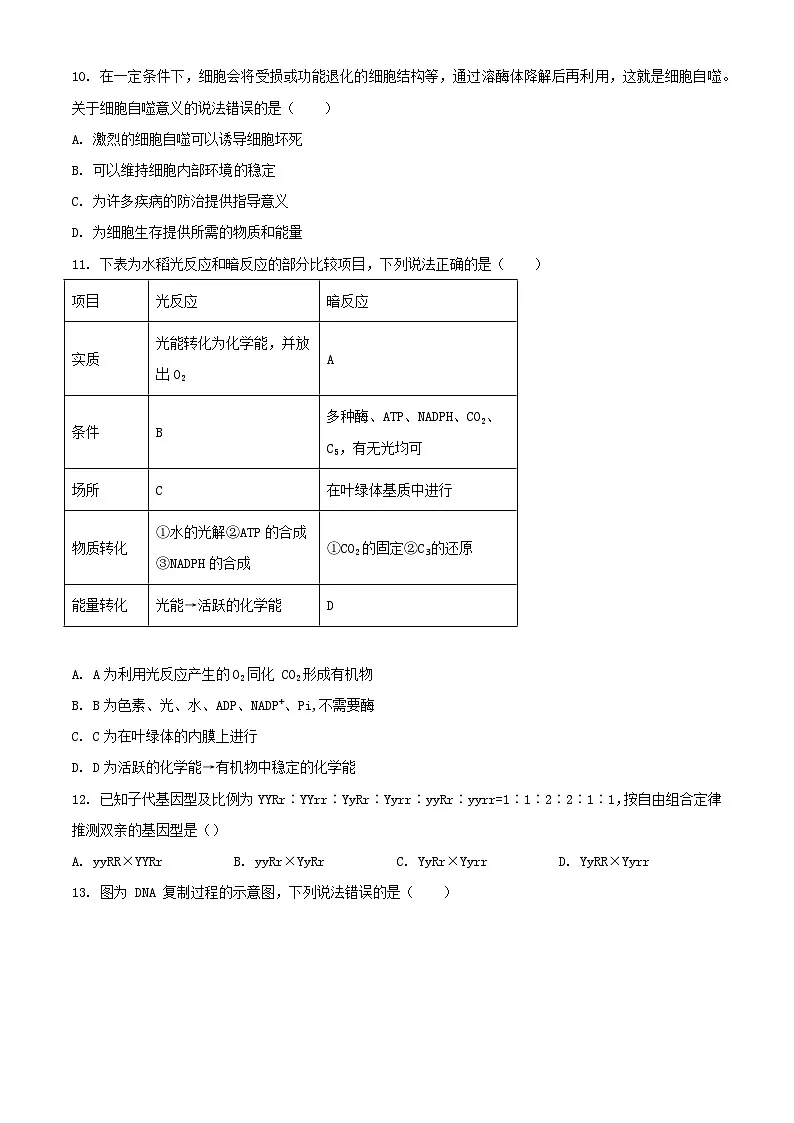 重庆市万州区2023_2024学年高一生物下学期7月期末考试含解析第3页