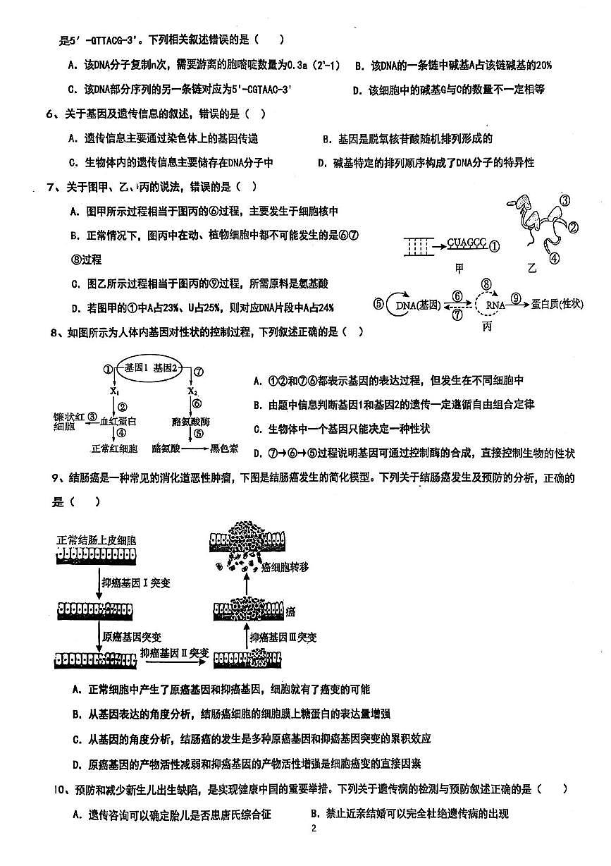 黑龙江省双鸭山市联合体考试2024-2025学年高一下学期6月月考生物试题第2页