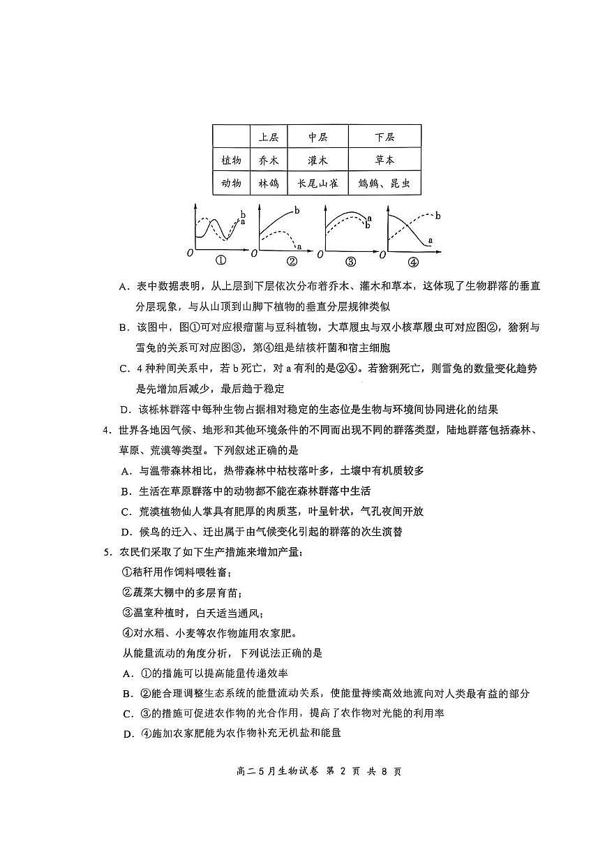 湖北省云学部分重点高中2024-2025学年高二下学期5月月考生物试题第2页