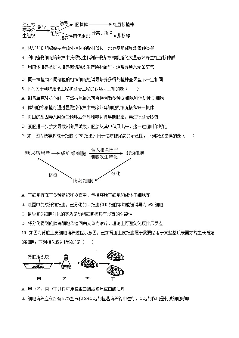 江苏省淮安市协作体联盟校2024-2025学年高二下学期4月期中生物试题（原卷版）第3页