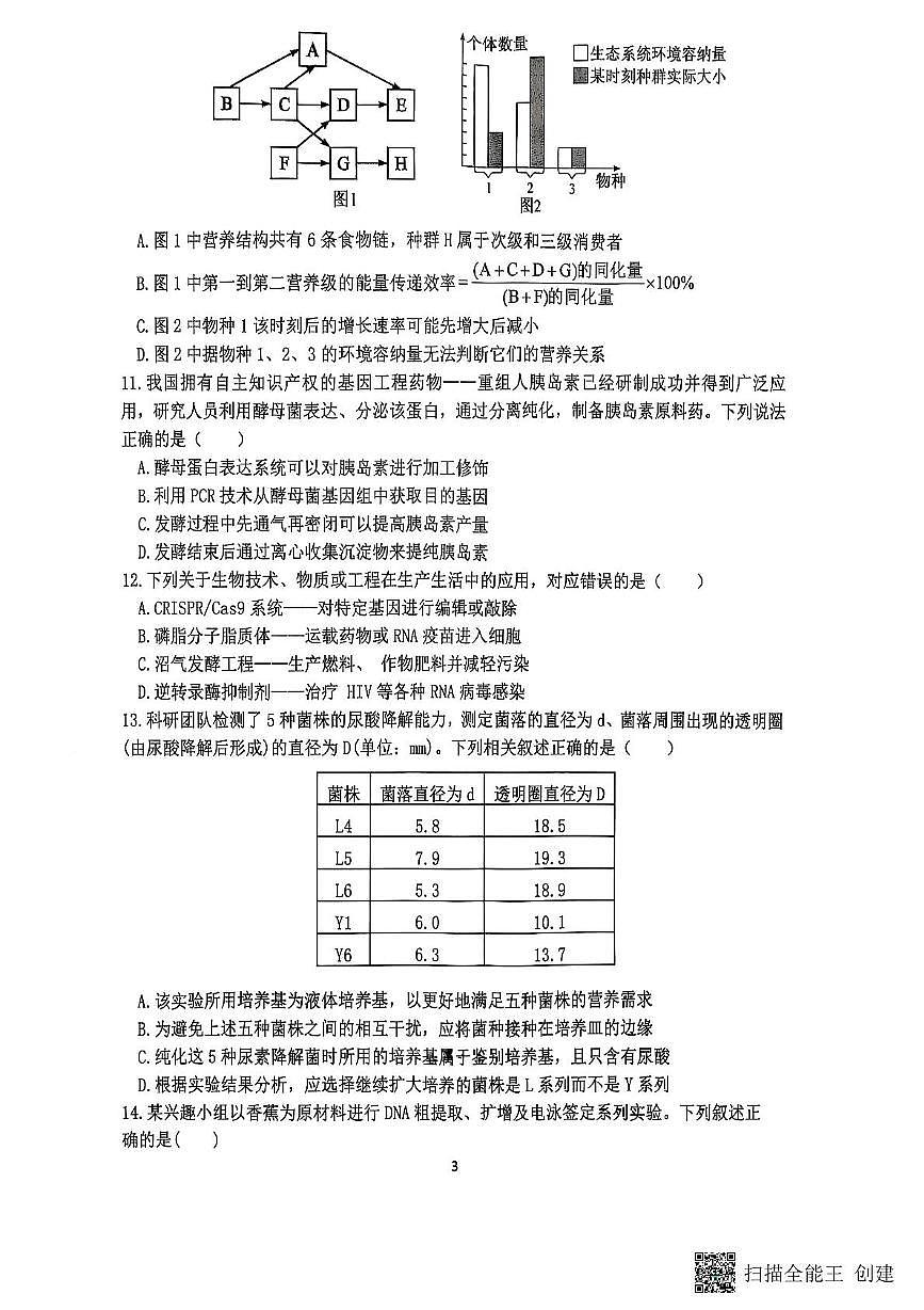 江苏省连云港市灌云县县级部分学校联考2024-2025学年高二下学期5月月考生物试题第3页