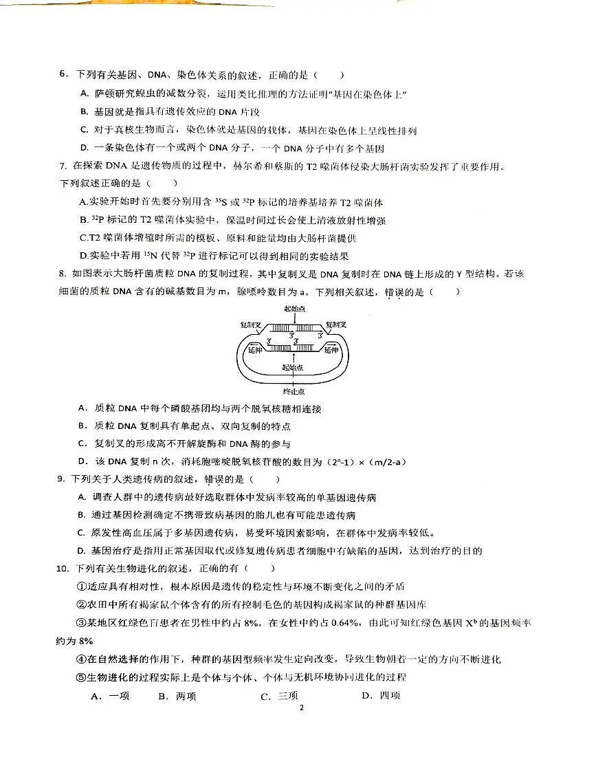 江苏省联考2024-2025学年高一下学期5月月考生物试题第2页