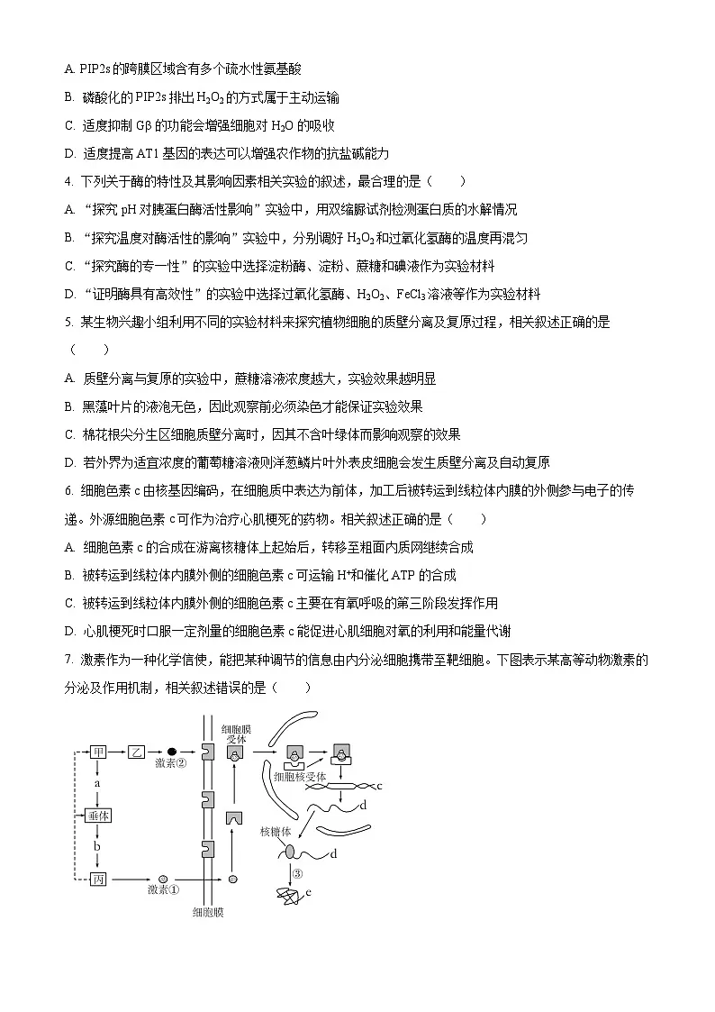 江苏省南通市海安市2024-2025学年高二下学期4月期中生物试题（原卷版）第2页