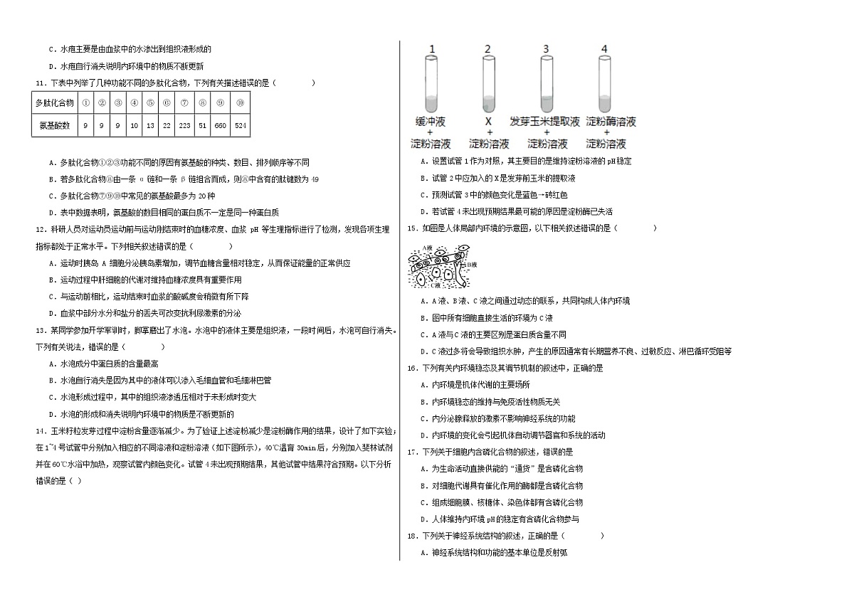 云南省昭通市镇雄县第一高级中学2023-2024年高二上学期第一次月考生物试题第2页