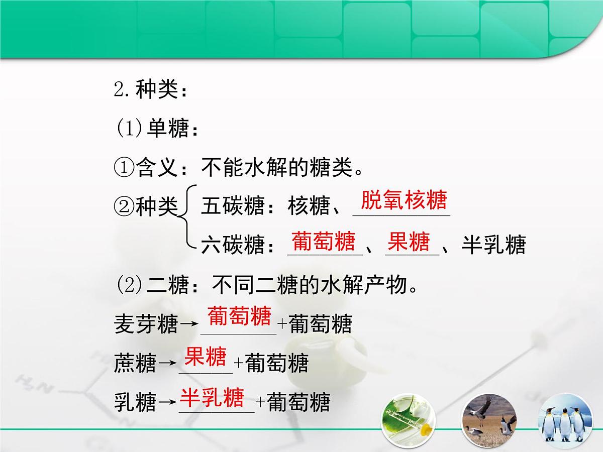 《人教版 (新课标)高中生物必修1  2-4细胞中的糖类和脂质》复习课件第4页