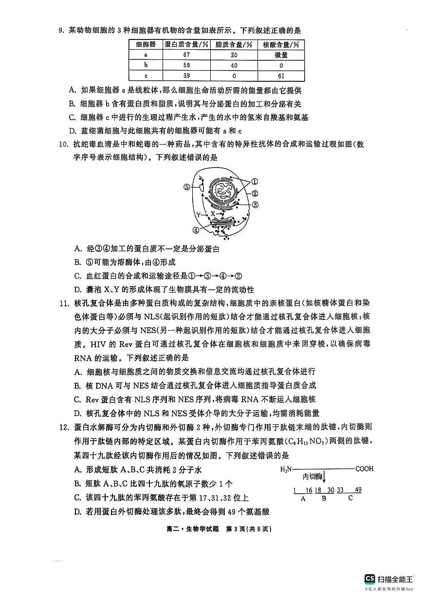 山东省东明县第一中学等校2024-2025学年高二下学期第二次月考生物试题 生物试题第3页