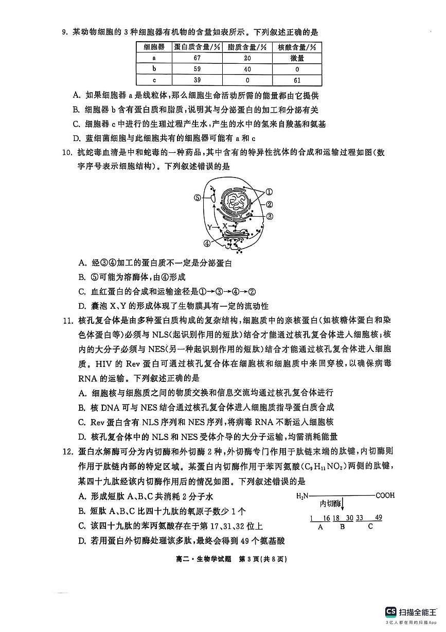 山东省东明县第一中学等校2024-2025学年高二下学期第二次月考生物试题 生物试题第3页