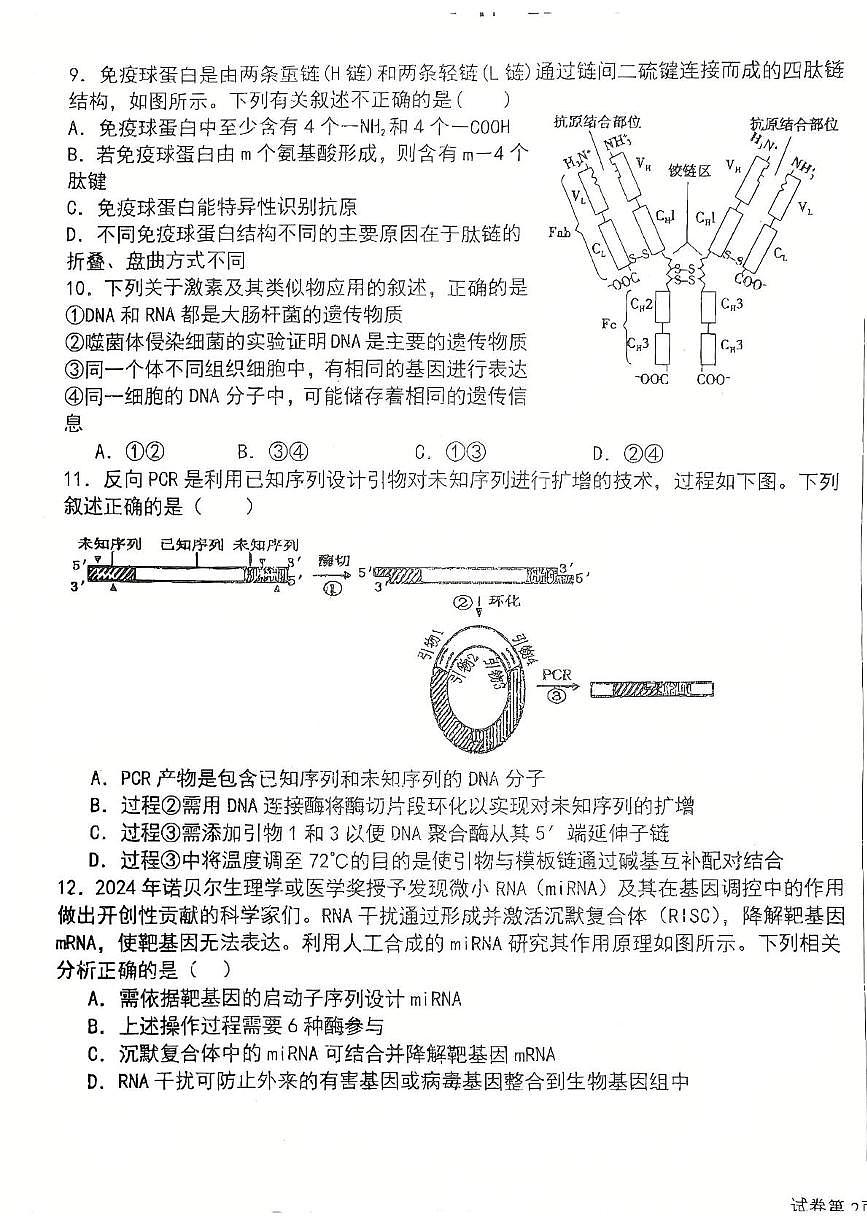 山东省青岛市西海岸新区胶南一中2024-2025学年高二下学期6月阶段性检测生物试题第3页