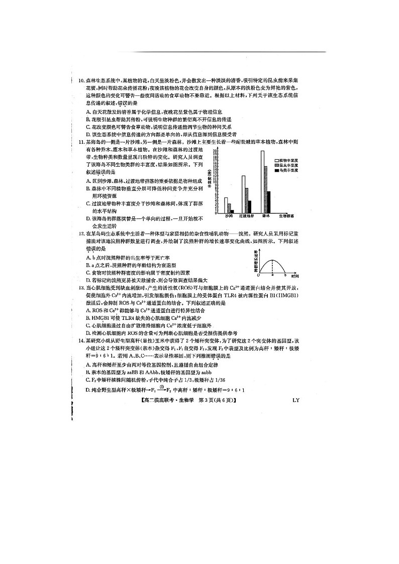 河南省九师联盟2024-2025学年下期高二6月摸底联考生物试卷含答案第3页