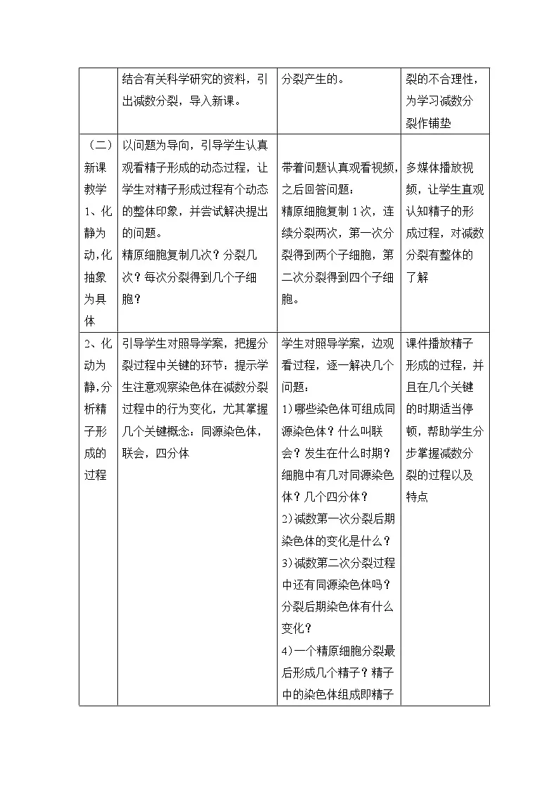 人教版 (新课标)高中生物 必修2 2-1《减数分裂和受精作用》（第1课时）教案第3页