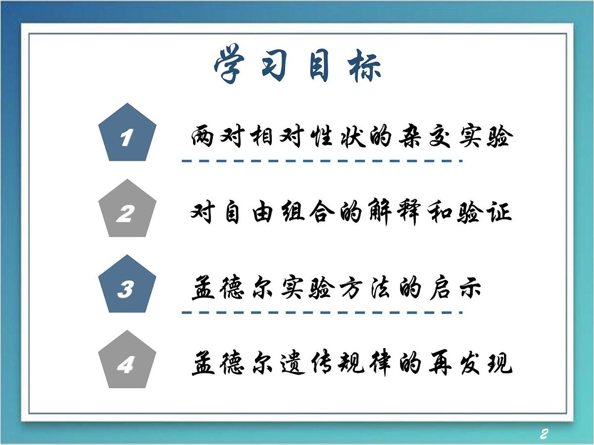人教版 (新课标)高中生物 必修2 1-2《孟德尔的豌豆杂交实验（二）》（第1课时）课件第2页
