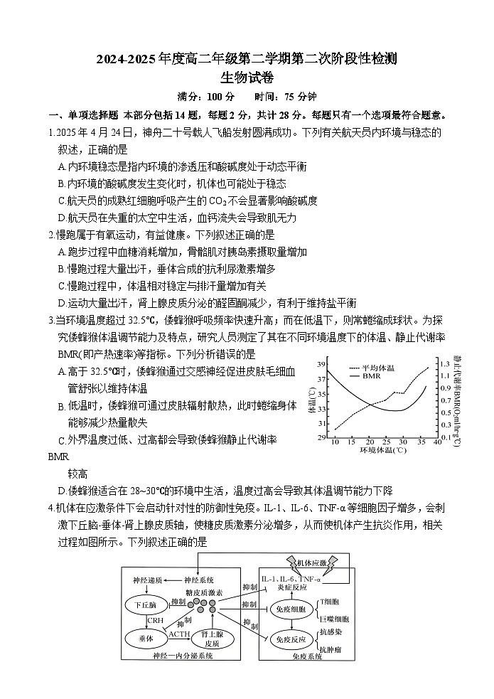 江苏省连云港市灌云县等2地2024-2025学年高二下学期6月第二次阶段性检测生物试题（Word版附答案）第1页
